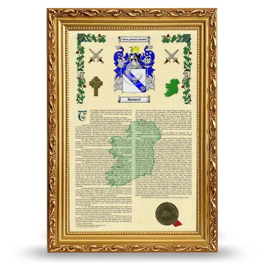 Barnard Armorial History Framed - Gold