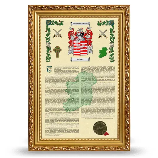 Barritt Armorial History Framed - Gold