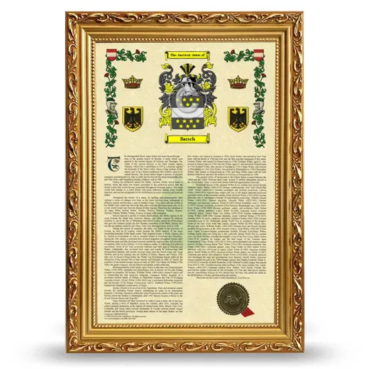 Barsch Armorial History Framed - Gold