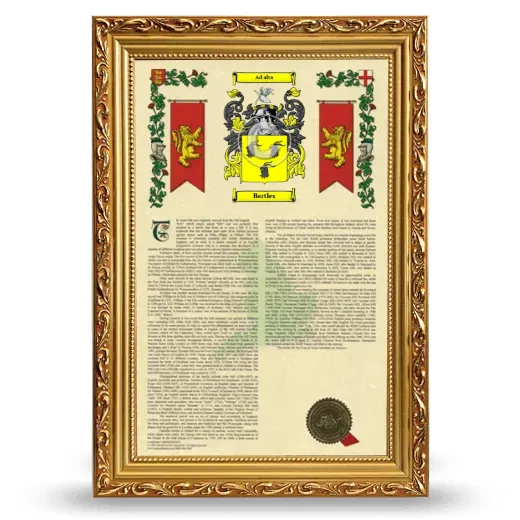 Bartles Armorial History Framed - Gold