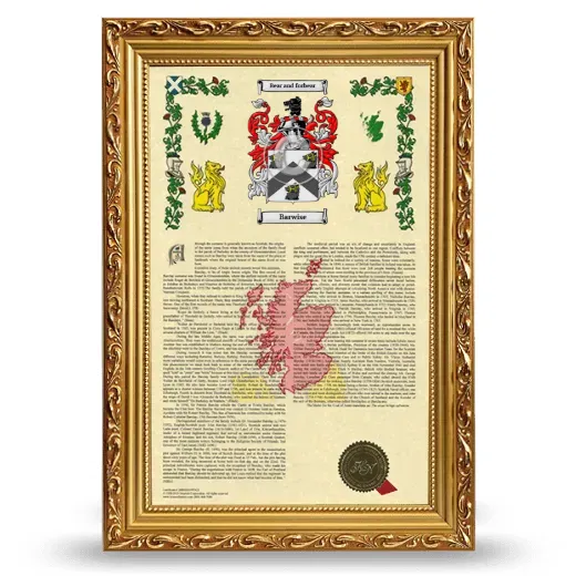 Barwise Armorial History Framed - Gold