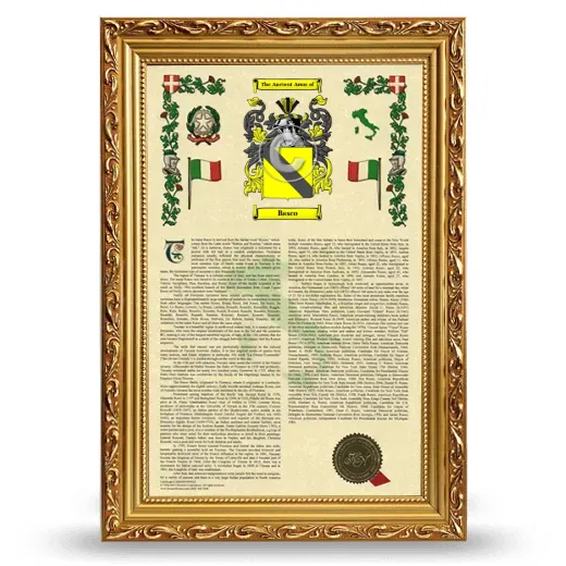 Basco Armorial History Framed - Gold