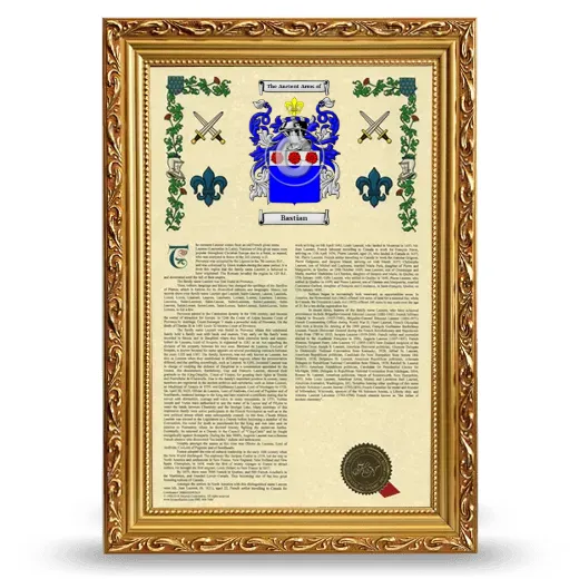 Bastian Armorial History Framed - Gold