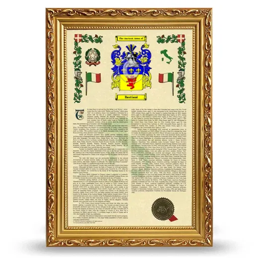 Bastiani Armorial History Framed - Gold