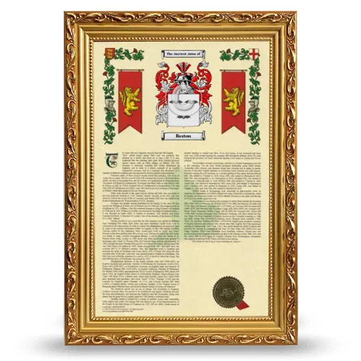 Baston Armorial History Framed - Gold