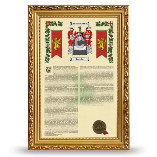 Bastyke Armorial History Framed - Gold
