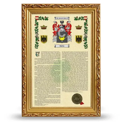 Battin Armorial History Framed - Gold