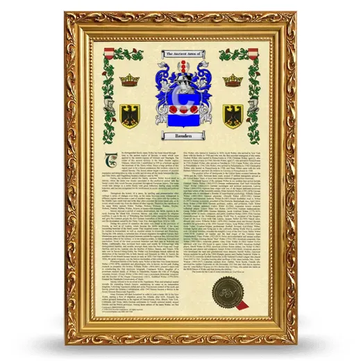 Bauden Armorial History Framed - Gold