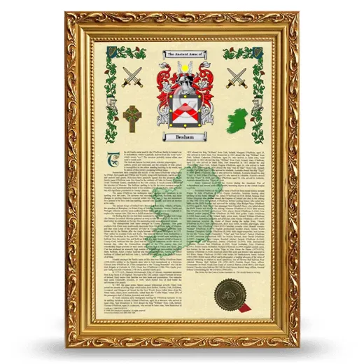 Beaham Armorial History Framed - Gold