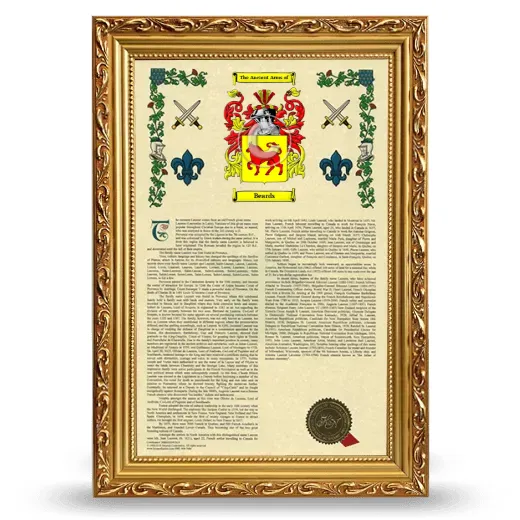 Beards Armorial History Framed - Gold