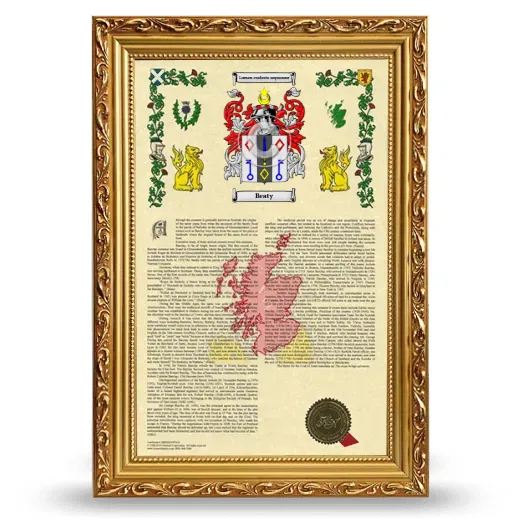 Beaty Armorial History Framed - Gold