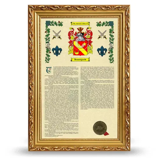 Beauregarde Armorial History Framed - Gold