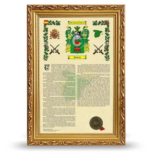 Becerra Armorial History Framed - Gold