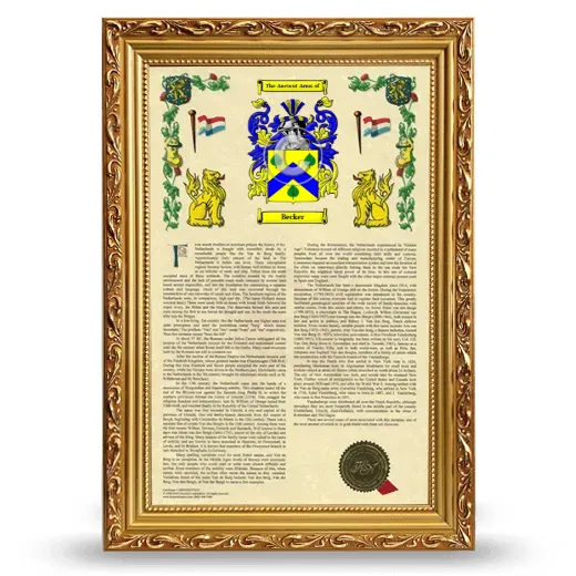 Becker Armorial History Framed - Gold