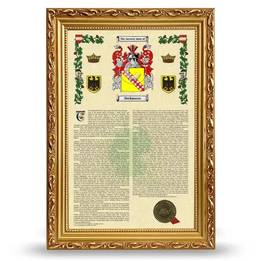 Beckmann Armorial History Framed - Gold