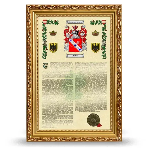 Bedor Armorial History Framed - Gold