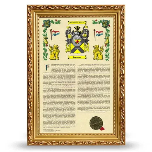 Beerman Armorial History Framed - Gold