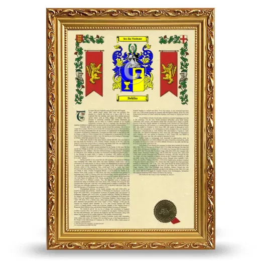 Beldin Armorial History Framed - Gold