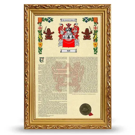 Bell Armorial History Framed - Gold