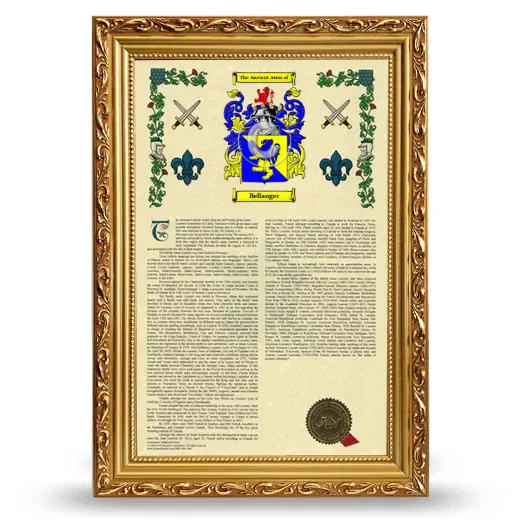 Bellanger Armorial History Framed - Gold