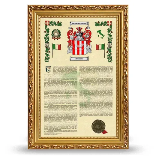 Bellante Armorial History Framed - Gold