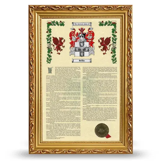 Bellin Armorial History Framed - Gold