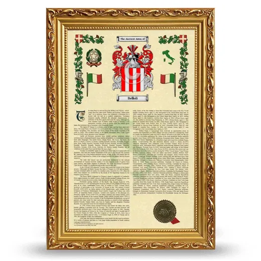 Belloli Armorial History Framed - Gold