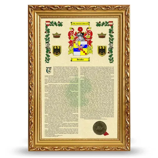 Bendas Armorial History Framed - Gold