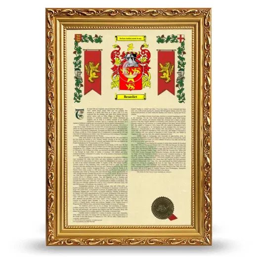Benedict Armorial History Framed - Gold