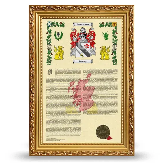 Bennay Armorial History Framed - Gold