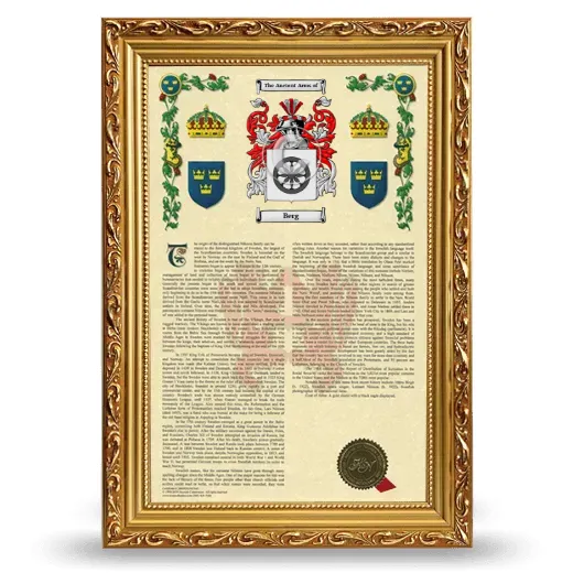 Berg Armorial History Framed - Gold