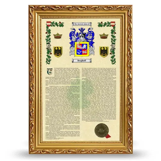Berghoff Armorial History Framed - Gold