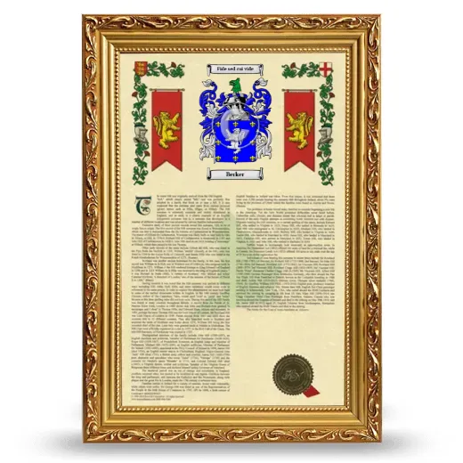 Berker Armorial History Framed - Gold