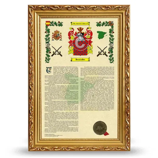 Bermudez Armorial History Framed - Gold