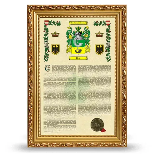 Berr Armorial History Framed - Gold
