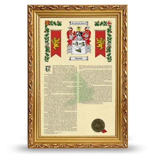 Berrock Armorial History Framed - Gold
