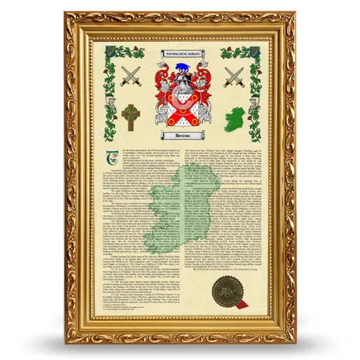 Berron Armorial History Framed - Gold