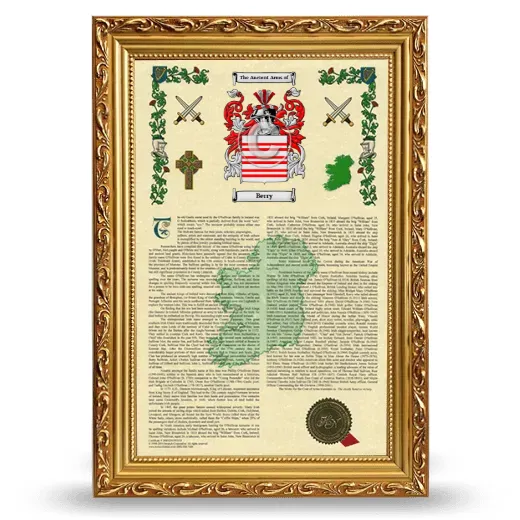 Berry Armorial History Framed - Gold
