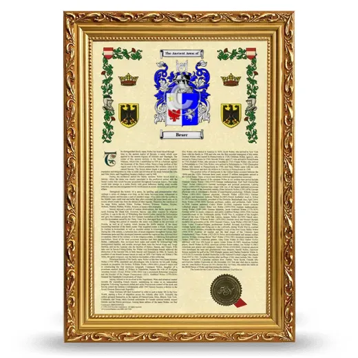 Beser Armorial History Framed - Gold