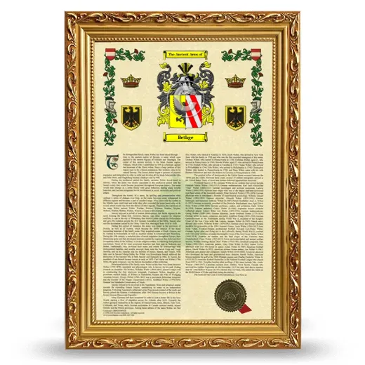 Bethge Armorial History Framed - Gold