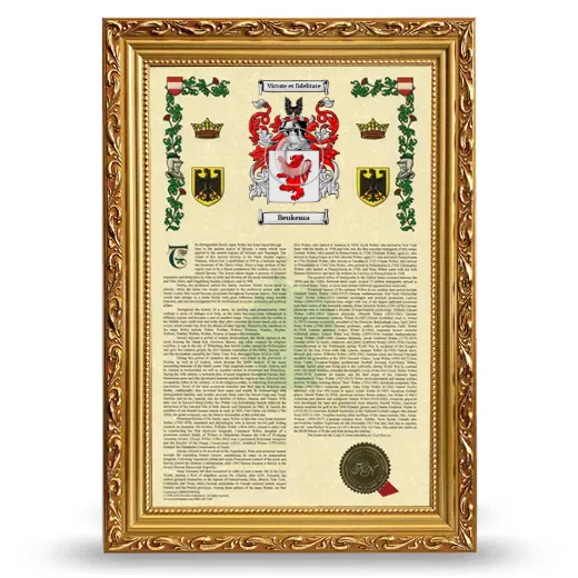 Beukema Armorial History Framed - Gold
