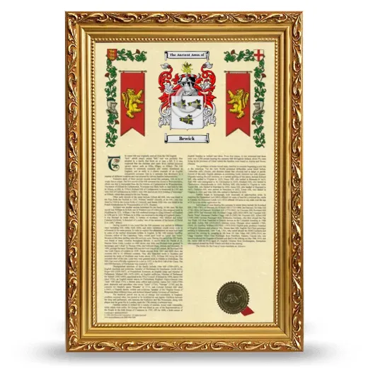 Bewick Armorial History Framed - Gold