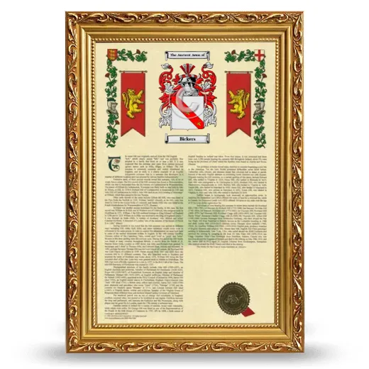 Bickers Armorial History Framed - Gold