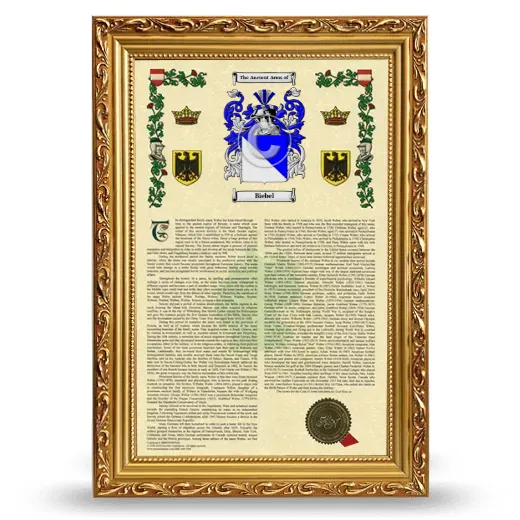 Biebel Armorial History Framed - Gold