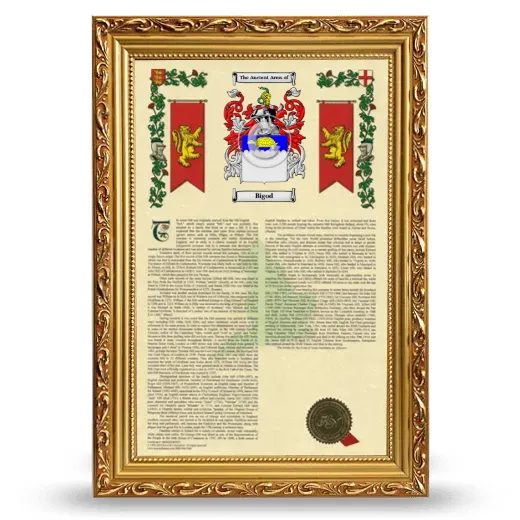 Bigod Armorial History Framed - Gold