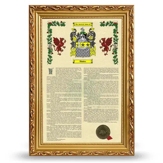 Binion Armorial History Framed - Gold
