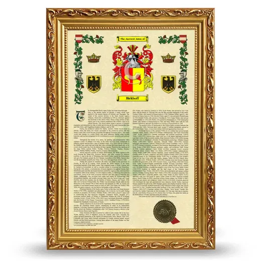 Birkhoff Armorial History Framed - Gold