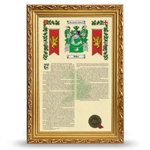 Birley Armorial History Framed - Gold