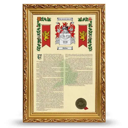 Bittles Armorial History Framed - Gold