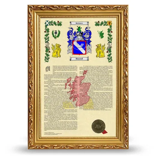 Bizzerd Armorial History Framed - Gold